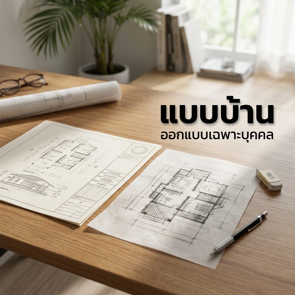 ภาพเปรียบเทียบแบบแปลนบ้านบนกระดาษร่างสถาปัตยกรรมสองแผ่นที่วางเคียงกัน แบบบ้าน ออกแบบเฉพาะบุคคล