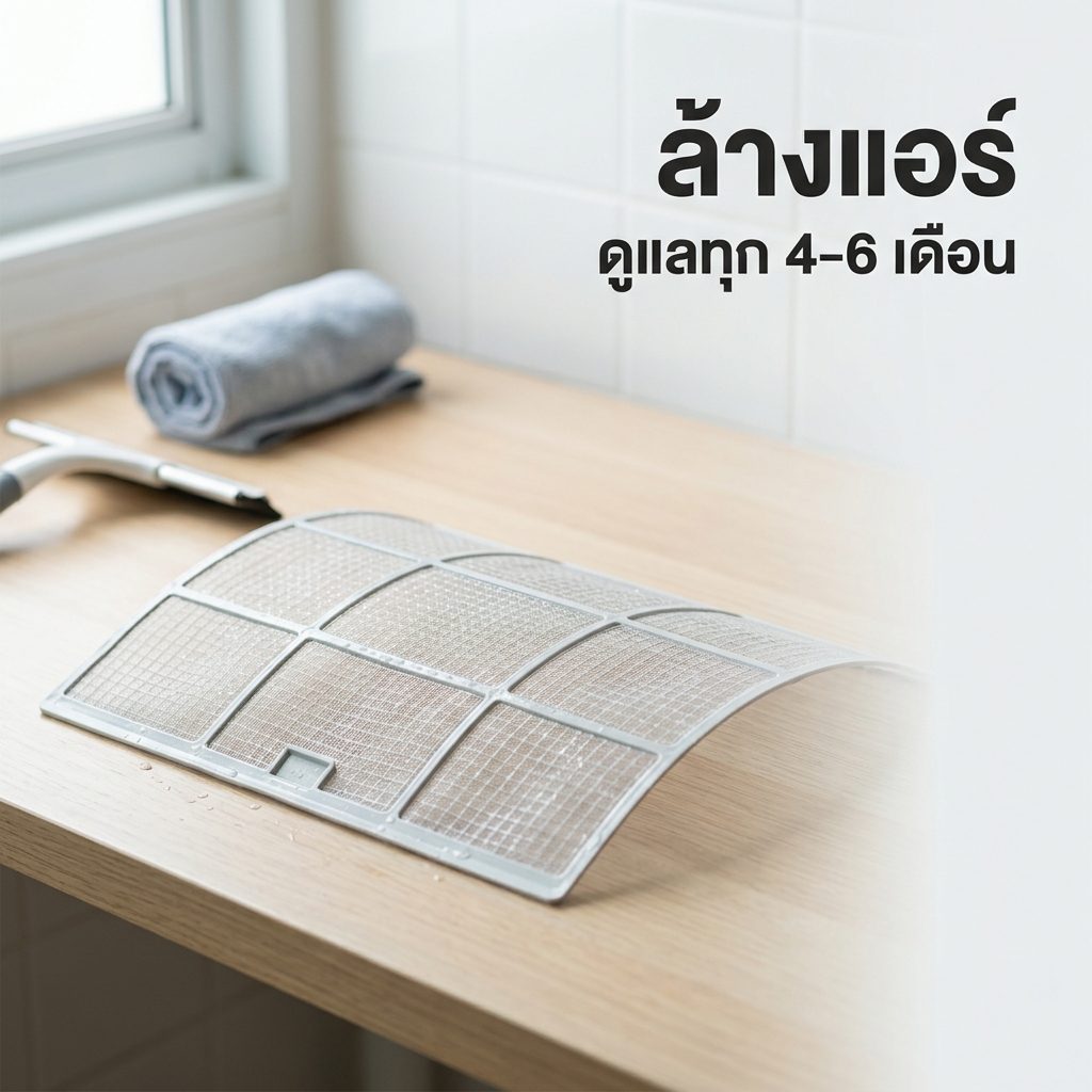 แผ่นกรองฝุ่นตาข่ายของเครื่องปรับอากาศที่เพิ่งทำความสะอาดเสร็จ ล้างแอร์